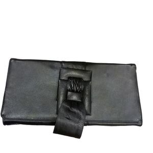 Vintage 1970's Hollywood mindie DP creations black leather clutch